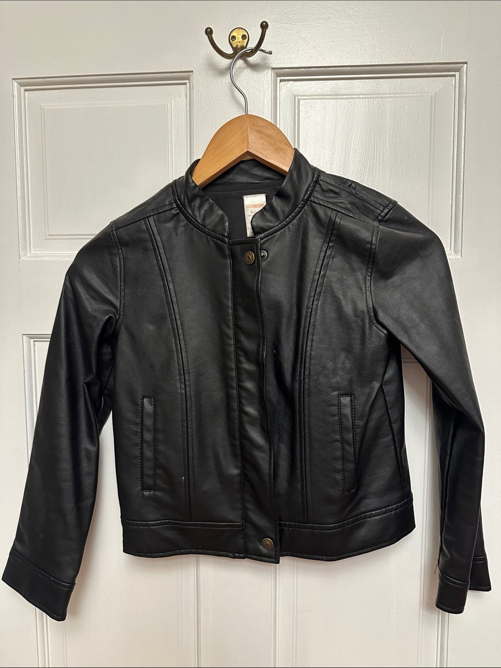 Gymboree Black Faux Leather Racer Jacket